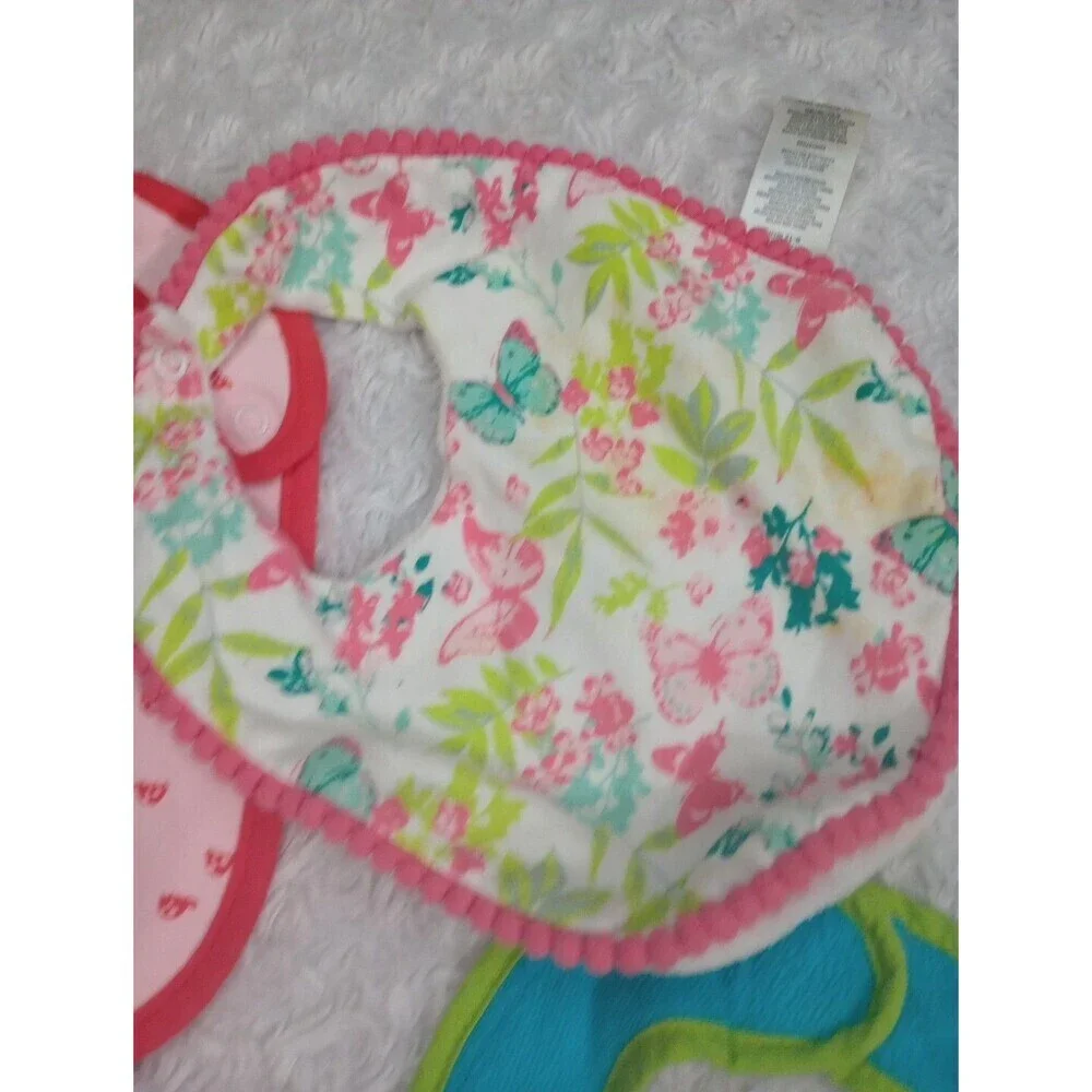 Baby Girl Infant Toddler Feeding Bibs  Lot Of  8 PCs Cloud Island -Carters